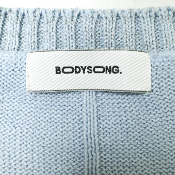 BODYSONG. ボディソング 23SS 日本製 BUBBLEGUM DAMAGE V ダメージ加工オーバーサイズVネックニットベスト BS231301 BLUE セーター