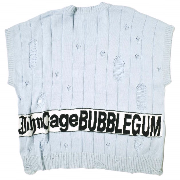 BODYSONG. ボディソング 23SS 日本製 BUBBLEGUM DAMAGE V ダメージ加工オーバーサイズVネックニットベスト BS231301 BLUE セーター