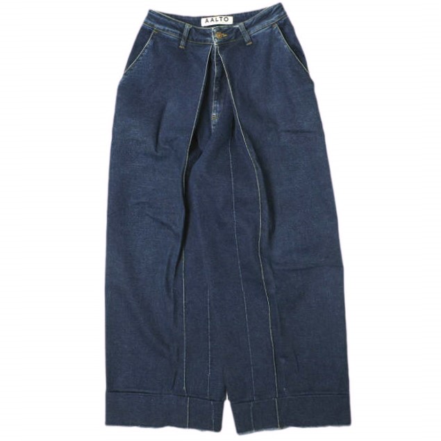 AALTO アールト Classical Front Pleat Denim フロントプリーツ ワイドデニムパンツ W19D1DE03-811 38 90s blue wash カットオフ