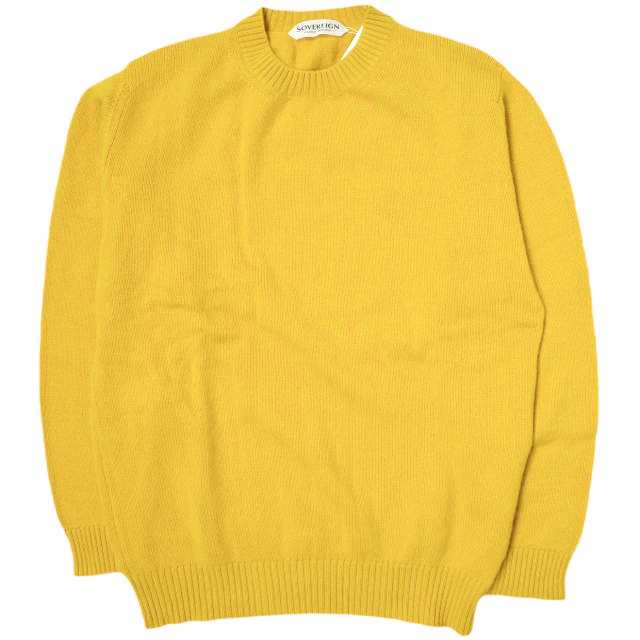 新品 SOVEREIGN ソブリン 21AW スコットランド製 Crew Neck Sweater ウールクルーネックニット 1113-643-4671 42 Mustard 定価55