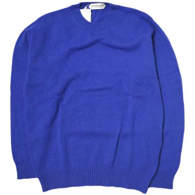 新品 SOVEREIGN ソブリン 21AW スコットランド製 Crew Neck Sweater ウールクルーネックニット 1113-643-4671 42 Royal 定価55