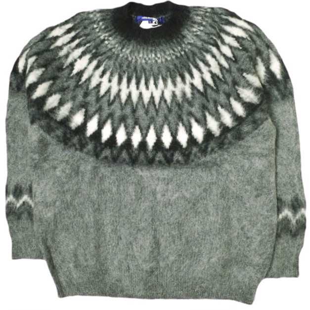 新品 JUNYA WATANABE MAN COMME des GARCONS 21AW 日本製 NORDIC SWEATER モヘヤ×ウール求心柄起毛ニット WH-N005 M GREY セーター