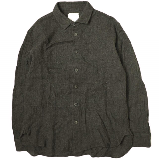 Omar Afridi オマールアフリディ 20AW イギリス製 リファインガーゼ ウールシャツ M ブラウン 長袖 トップス