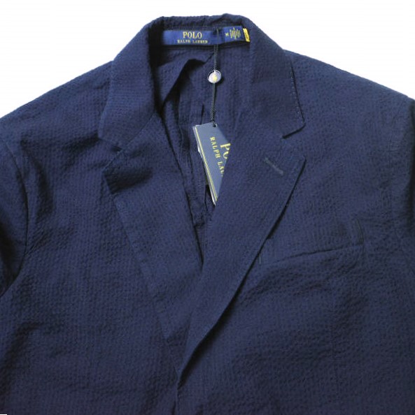 【美品】24SS ポロラルフローレン シアサッカー ジャケット S〜M ネイビー 新品 POLO RALPH LAUREN ポロラルフローレン 24SS Polo ソフトモダン