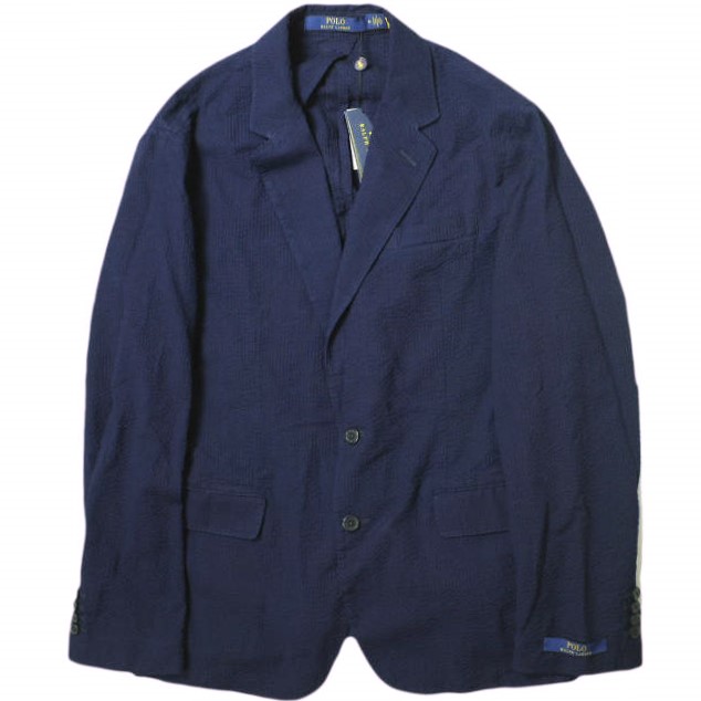 【美品】24SS ポロラルフローレン シアサッカー ジャケット S〜M ネイビー 新品 POLO RALPH LAUREN ポロラルフローレン 24SS Polo ソフトモダン