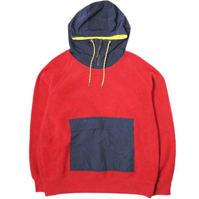 Polo by Ralph Lauren ポロバイラルフローレン HI-TECH FLEECE HOODIE ハイテックフリースフーディー L レッド 復刻 アノラック パーカー