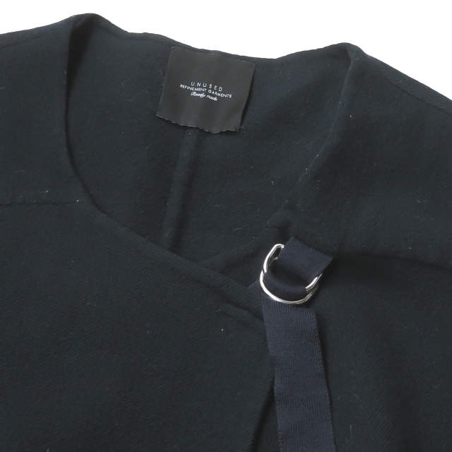 UNUSED アンユーズド 日本製 Collarless Coat BIGシルエット ウールノーカラーストラップコート US1213 3 ネイビー アウター_3