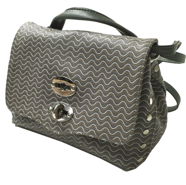 ZANELLATO ザネラート POSTINA BABY DAILY ポスティーナ ベイビー デイリー ウェーブ柄 グレー 2WAY ショルダーバッグ ハンドバッグ
