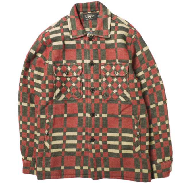 RRL ダブルアールエル JUNO JACQUARD OVER SHIRTS ブランケットフィール ジャガード シャツジャケット S RED Double RL 中綿 トップス