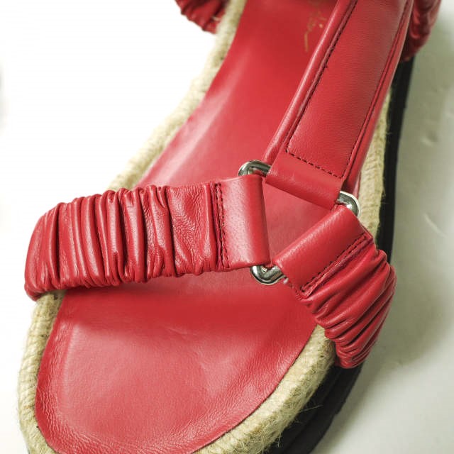 新品 3.1 Phillip Lim フィリップリム STRAPPY PLATFORM SLIDE レザーストラップ プラットフォームサンダル 37(23.5cm) RED 定価86,900円