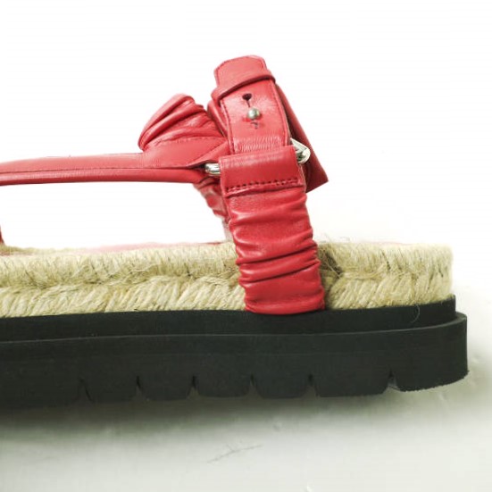 新品 3.1 Phillip Lim フィリップリム STRAPPY PLATFORM SLIDE レザーストラップ プラットフォームサンダル 37(23.5cm) RED 定価86,900円