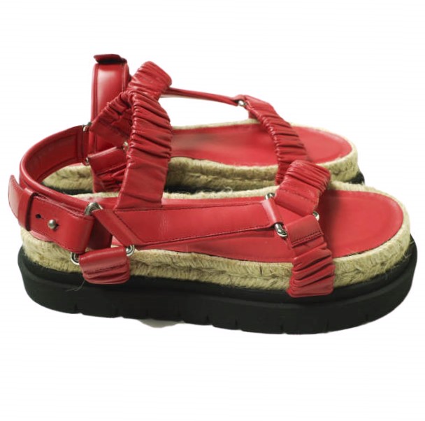 新品 3.1 Phillip Lim フィリップリム STRAPPY PLATFORM SLIDE レザーストラップ プラットフォームサンダル 37(23.5cm) RED 定価86,900円