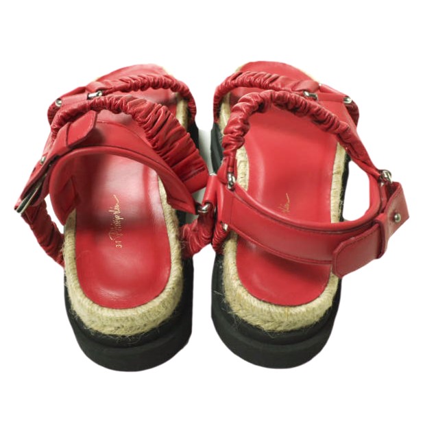 新品 3.1 Phillip Lim フィリップリム STRAPPY PLATFORM SLIDE レザーストラップ プラットフォームサンダル 37(23.5cm) RED 定価86,900円