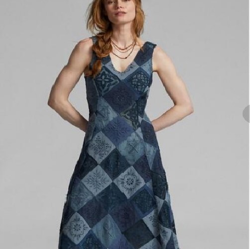 RRL ダブルアールエル パッチワークスリーブレスドレス ノースリーブワンピース 1 Indigo Double RL レディース 定価176,000円 g18095 RRL ダブルアールエル パッチワークスリーブレスドレス ノースリーブ