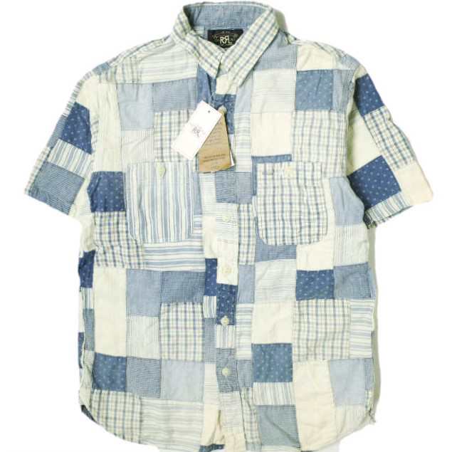 新品 RRL LIMITED EDITION 24SS INDIGO PATCHWORK S/S SHIRT インディゴパッチワークショートスリーブシャツ S Double RL 定価75