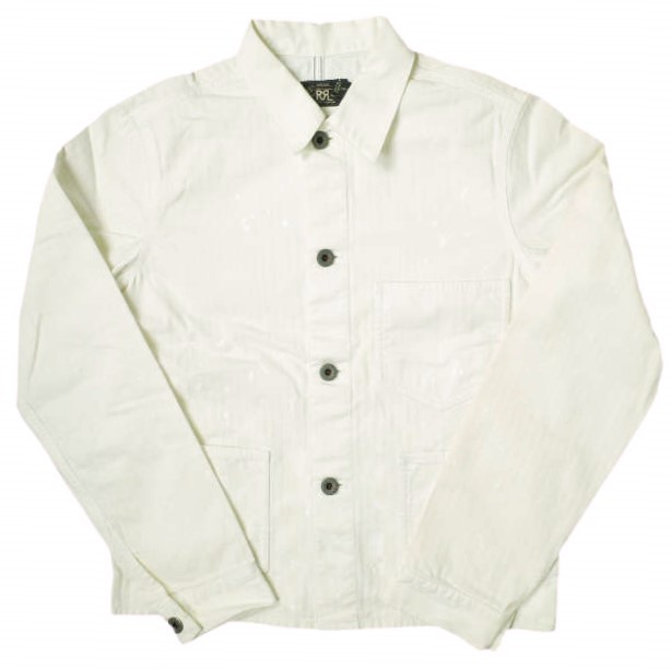 RRL ダブルアールエル Cotton Herringbone Paint Splatter Chore Jacket ヘリンボーンペイントチョアジャケット 1 WHITE Double RL