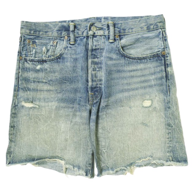 RRL ダブルアールエル CUT OFF DENIM SHORTS カットオフデニムショーツ 32 インディゴ Double RL ダメージ加工 ジーンズ ショートパンツの通販は
