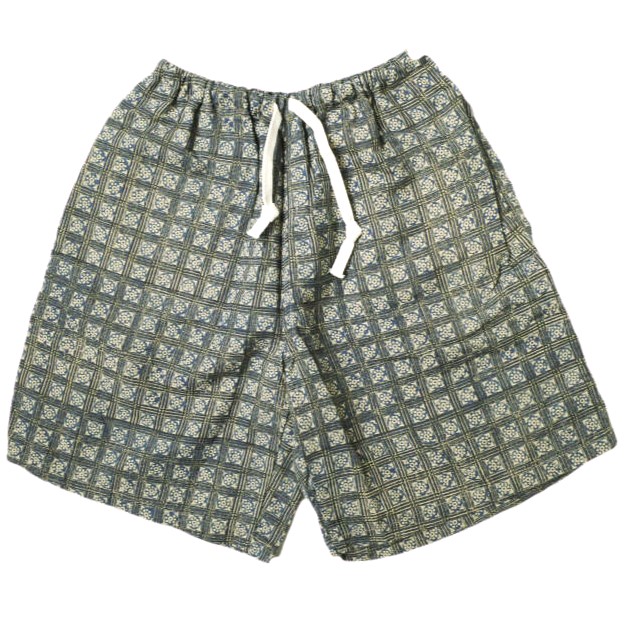 KENNETH FIELD x BEAMS PLUS ケネスフィールド 24SS 別注 EZ Shorts II Block Print バティックプリント イージーショーツ S パンツ