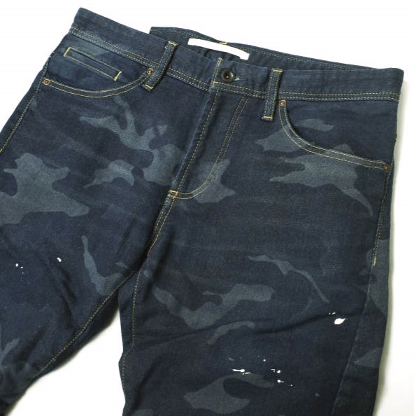 e JEANS イージーンズ 日本製 RONGUSUNAUTO TWIST 岡山児島 ペイントカモフラージュジョグデニムパンツ e-802 2 Smoky Indigo ジップフライ スキニー 迷彩 ジーンズ 定価35,200円 ボトムス【新古品】【中古】【e JEANS】 新品 e JEANS イージーンズ RONGUSUNAUTO TWIST 岡山児島 ペイント