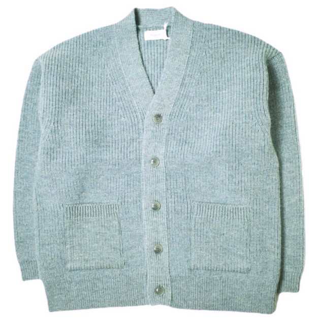 新品 Ernie Palo アーニーパロ 24AW SHETLAND WOOL RIB MIDDLE CARDIGAN シェットランドウールリブニットカーディガン EP08KN01 46 SAX