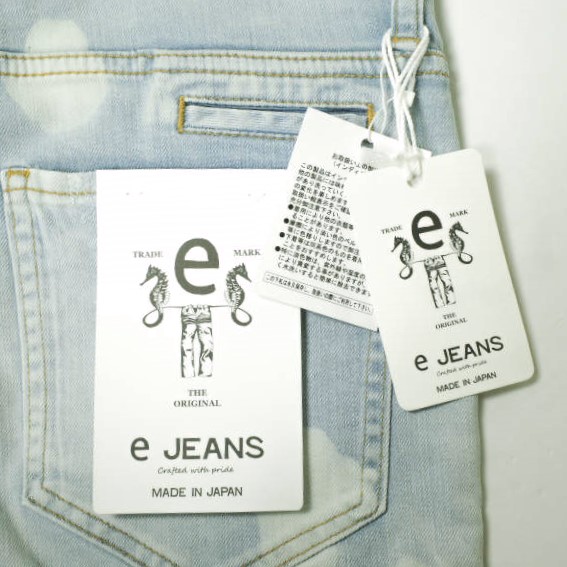 新品 e JEANS イージーンズ TAPERED 岡山児島 リペア＆ブリーチ加工 