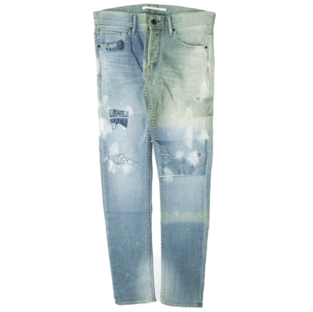 新品 e JEANS イージーンズ SEA HORSE SLIM 岡山児島 ダメージ＆リペアパッチ ストレッチスリムデニムパンツ e-801 3 定価38,500円