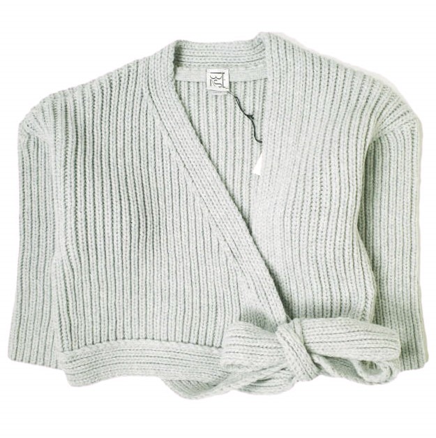 新品 BASERANGE ベースレンジ MEA WRAP リサイクルウール ローゲージラップカーディガン ONE SIZE GREY ニット 前後両用 トップス