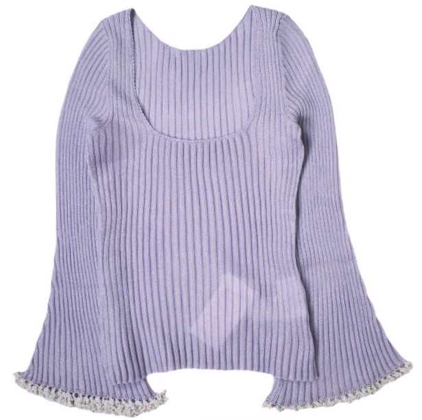 新品 Mame Kurogouchi マメクロゴウチ 22SS Beaded Flared Sleeve Knit ビーズフレアスリーブニット MM22SS-KN011 1 PURPLE セーターの通販は
