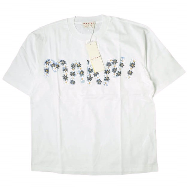 新品 MARNI マルニ 22SS イタリア製 DAISY LOGO PRINT T-SHIRT フラワーロゴTシャツ THJET49EPM 38 WHITE 半袖 花柄 トップスの通販は