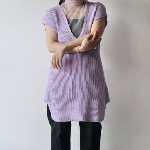 新品 Mame Kurogouchi マメクロゴウチ 22SS Washable Linen Knitted Vest ウォッシャブルリネンニットベスト MM22SS-KN021 1 PURPLE_2