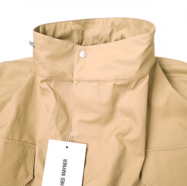 新品 HED MAYNER ヘドメイナー 22AW イタリア製 WATERPROOF RAGLAN PARKA オーバーサイズコート HM00O35 XS CAMEL&GREEN 定価201_4