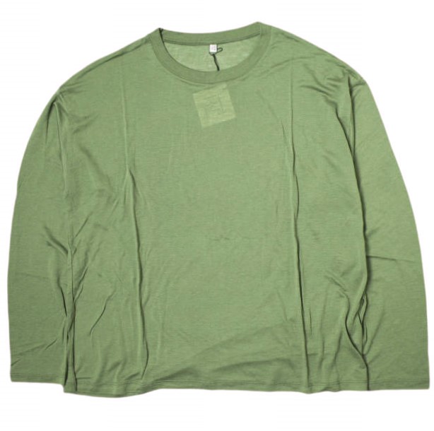 新品 BASERANGE ベースレンジ LOOSE LONG SLEEVE TEE ルーズロングスリーブTシャツ XS APACHE GREEN 長袖 バンブー カットソー トップスの通販は