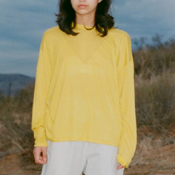 新品 BASERANGE ベースレンジ LOOSE LONG SLEEVE TEE ルーズロングスリーブTシャツ XS CAFA YELLOW 長袖 バンブー カットソー g19737_2