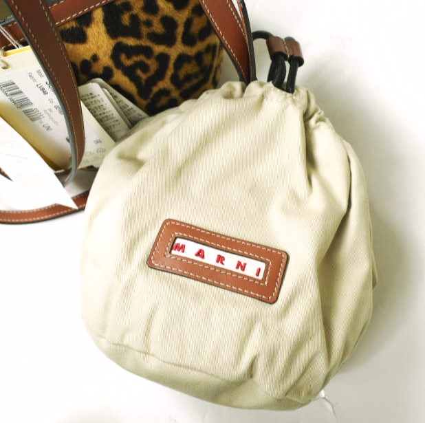 新品 MARNI マルニ 23AW SMALL BUCKET BAG 巾着付き スモールバケットバッグ SCMP0056Q8 LV846 LEOPARD 定価212, Tropicalia ハラコ_7