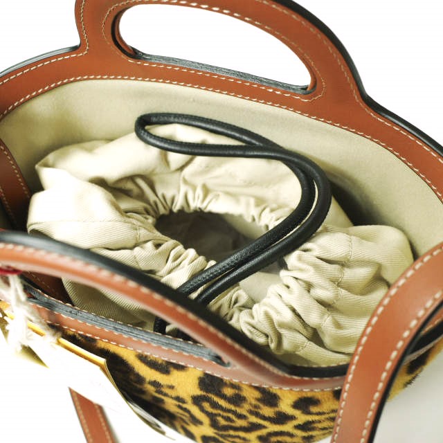 新品 MARNI マルニ 23AW SMALL BUCKET BAG 巾着付き スモールバケットバッグ SCMP0056Q8 LV846 LEOPARD 定価212, Tropicalia ハラコ_5