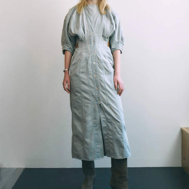 新品 PHOTOCOPIEU フォトコピュー 23AW 日本製 ASTRID - MIDI DRESS デニムロングワンピース 36 PINK BEIGE 定価82, トップス_2