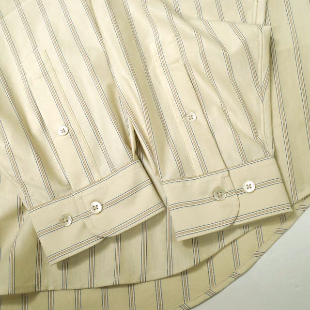 新品 KANEMASA PHIL. カネマサフィル 24AW 日本製 46G Atmosphere Stripe No Collar Pulloverノーカラーシャツ KM24A-026 M BEIGE g20077_4