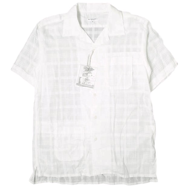 新品 Engineered Garments エンジニアードガーメンツ Camp Shirt ？ Window Pane Cotton Dobby キャンプシャツ S White 半袖 チェックの通販は