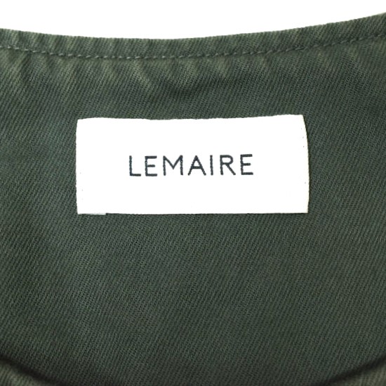 LEMAIRE ルメール 22SS BUTTON NECK TOP コットンツイル ボタンネックプルオーバーシャツ M221 TO132 LF729 46 DARK SLATE GREEN_3