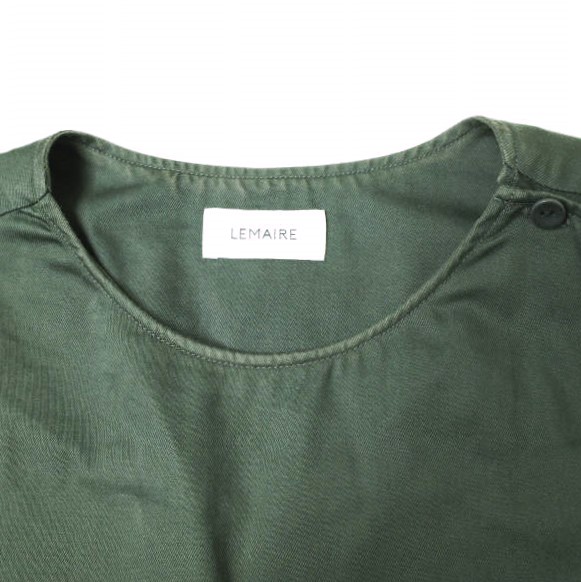 LEMAIRE ルメール 22SS BUTTON NECK TOP コットンツイル ボタンネックプルオーバーシャツ M221 TO132 LF729 46 DARK SLATE GREEN_4