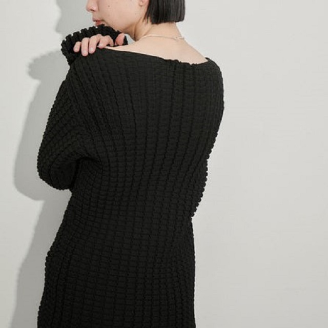 ADAM ET ROPE アダムエロペ 24SS サステナブル 凹凸ワッフルプルオーバー GAM04310 Free ブラック セーター ニット トップス【中古】【ADAM ET ROPE】 ADAM ET ROPE アダムエロペ 24SS サステナブル 凹凸ワッフルプル