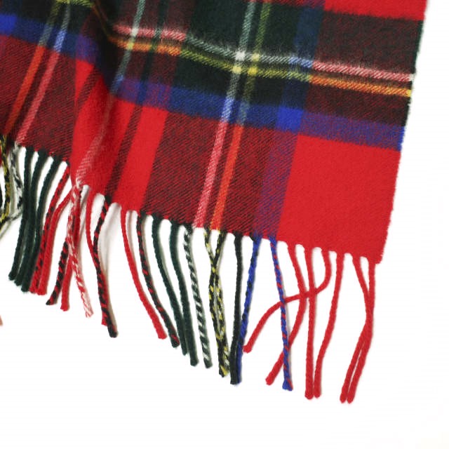 JOHNSTONS ジョンストンズ スコットランド製 タータンチェックカシミヤ大判ストール RED フリンジ マフラーの通販は