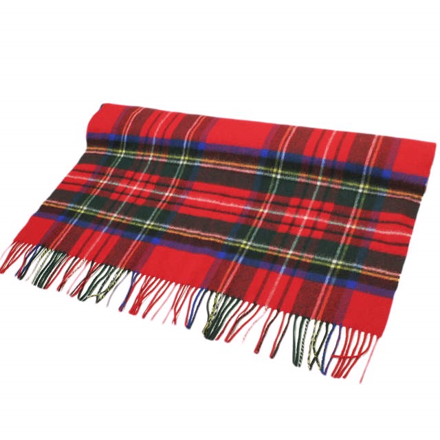 JOHNSTONS ジョンストンズ スコットランド製 タータンチェックカシミヤ大判ストール RED フリンジ マフラーの通販は