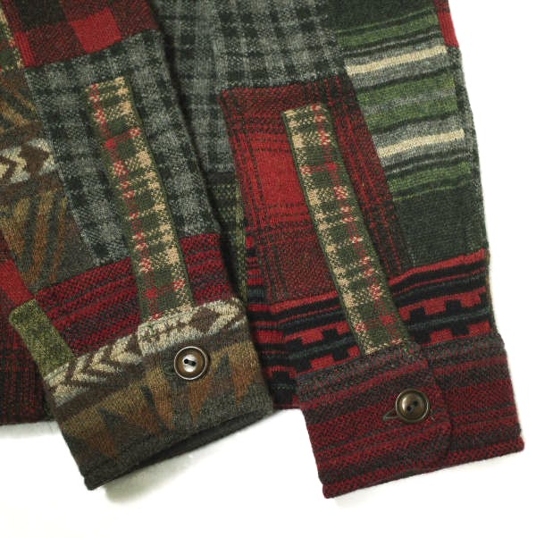 RRL ダブルアールエル Patchwork Work Shirt Sweater パッチワーク ワークシャツ セーター XS RED Double RL チェック 定価202,400円_3