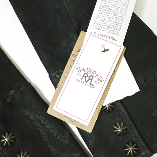 新品 RRL ダブルアールエル シープスキンウエスタンシャツ 782943785001 S ブラック Double RL ラムレザー 定価319,000円 トップスの通販は