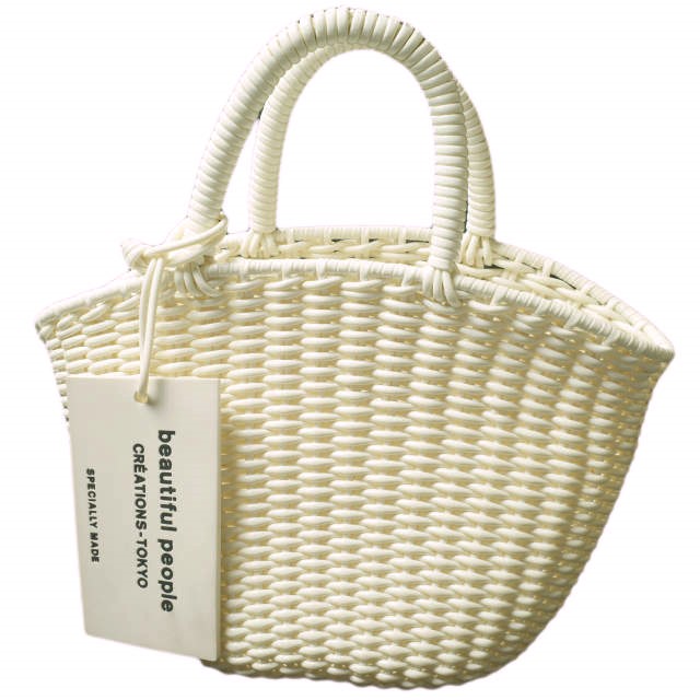 beautiful people ビューティフルピープル Tube Knitting Basket S チューブニッティングバスケット ecru ハンドバッグ かごバッグ