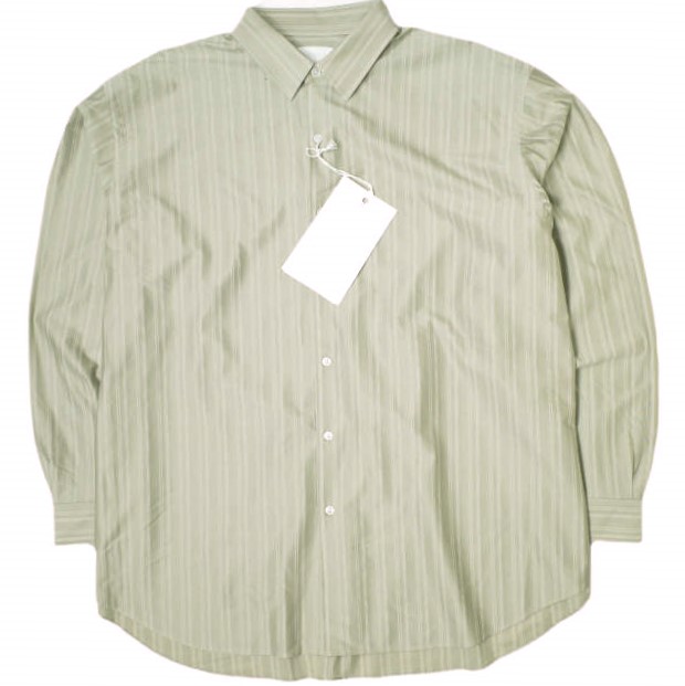 新品 KANEMASA PHIL. カネマサフィル 25SS 46G Atmosphere Stripe L/S Shirt アトゥムスフィアストライプシャツ KM25S-023 L KHAKIの通販は