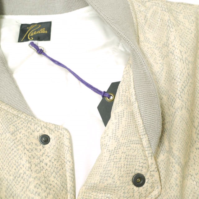 Needles ニードルス 20AW R.C.Sur Coat Faux Lthr Python リブカラーサーコート フェイクレザー パイソン柄 HM080 S Beige 中綿 ブルゾン