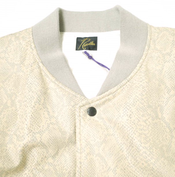 Needles ニードルス 20AW R.C.Sur Coat Faux Lthr Python リブカラーサーコート フェイクレザー パイソン柄 HM080 S Beige 中綿 ブルゾン