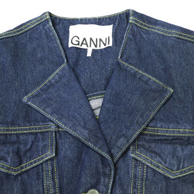 GANNI ガニー Rinse Denim Fitted Blazer リンスデニムフィットブレザー J1172 36 Indigo Gジャン デニムジャケット アウター